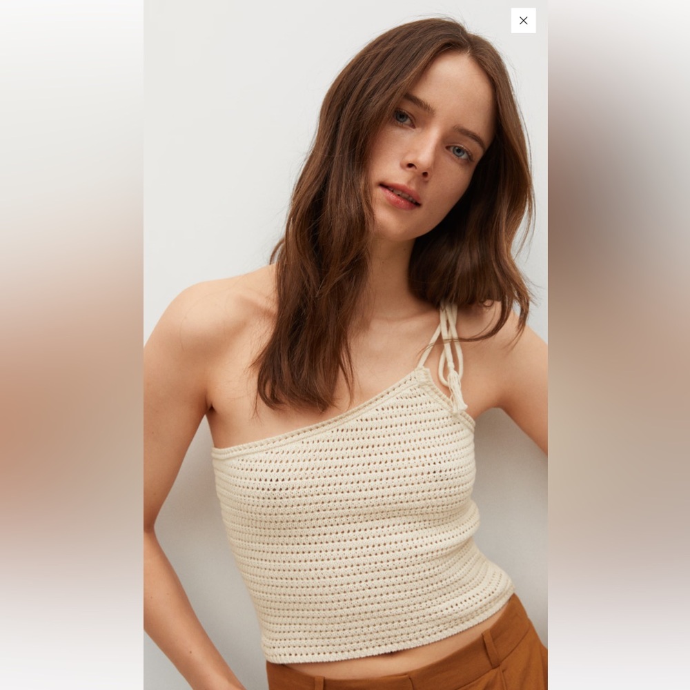 Mango Openwork Knit Asymmetrical Top - New With Tags